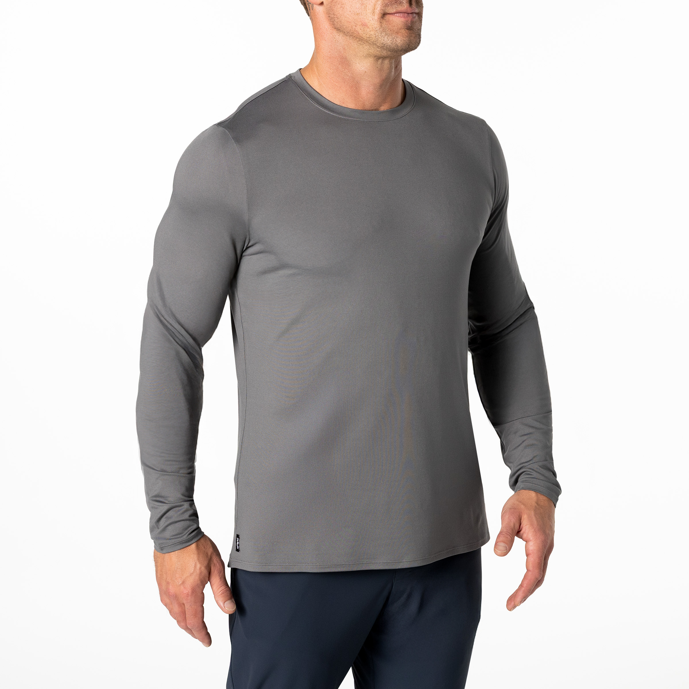 Men's Delta Long Sleeve Crew T-Shirt - Heather Cool Gray / Small